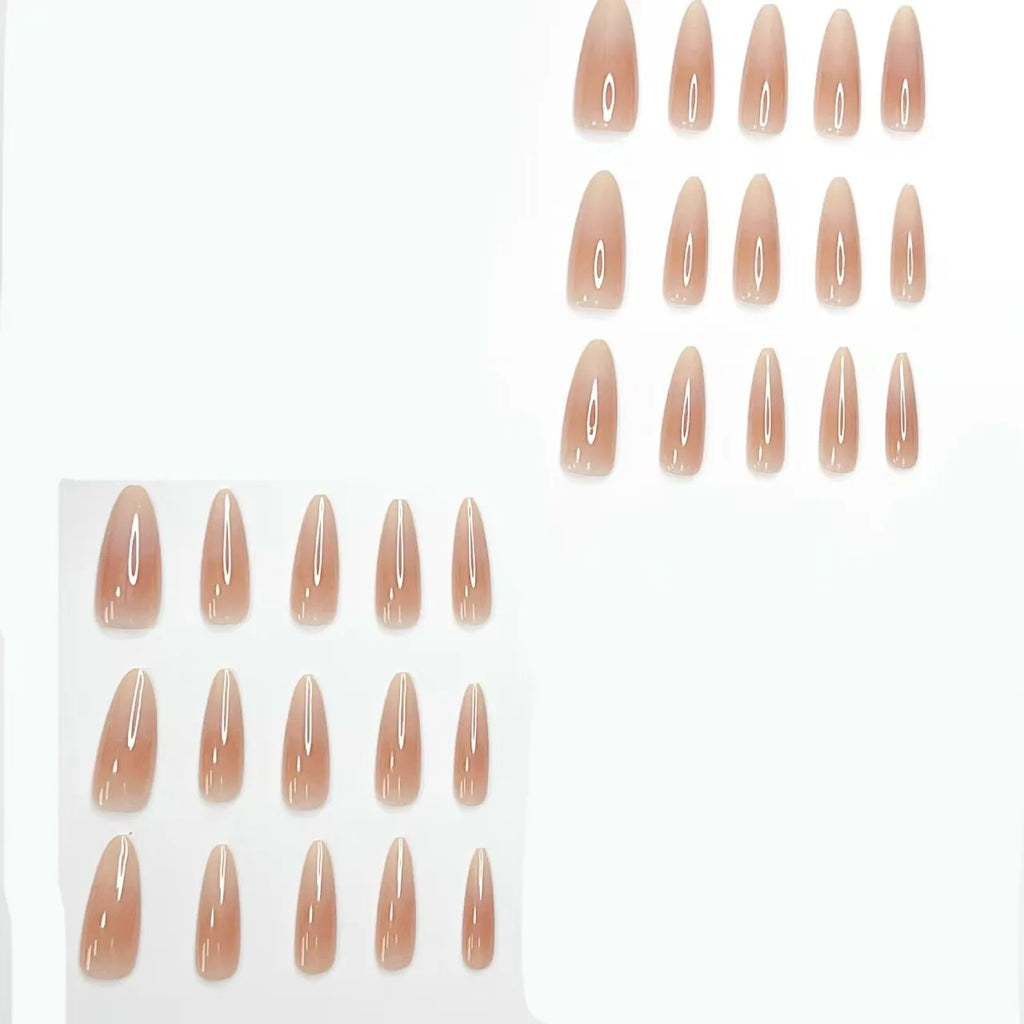 24-piece Long French Minimalist Gradient Fingernail with 1 Jelly and 1 Nail File