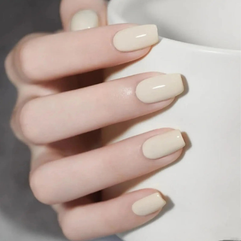 24Pcs White Long Square Fake Nails For Design Shiny Artificial Press On False Nails DIY Full Cover Tips Manicure Tool