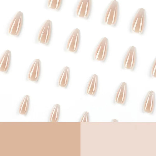 24-piece Long French Minimalist Gradient Fingernail with 1 Jelly and 1 Nail File